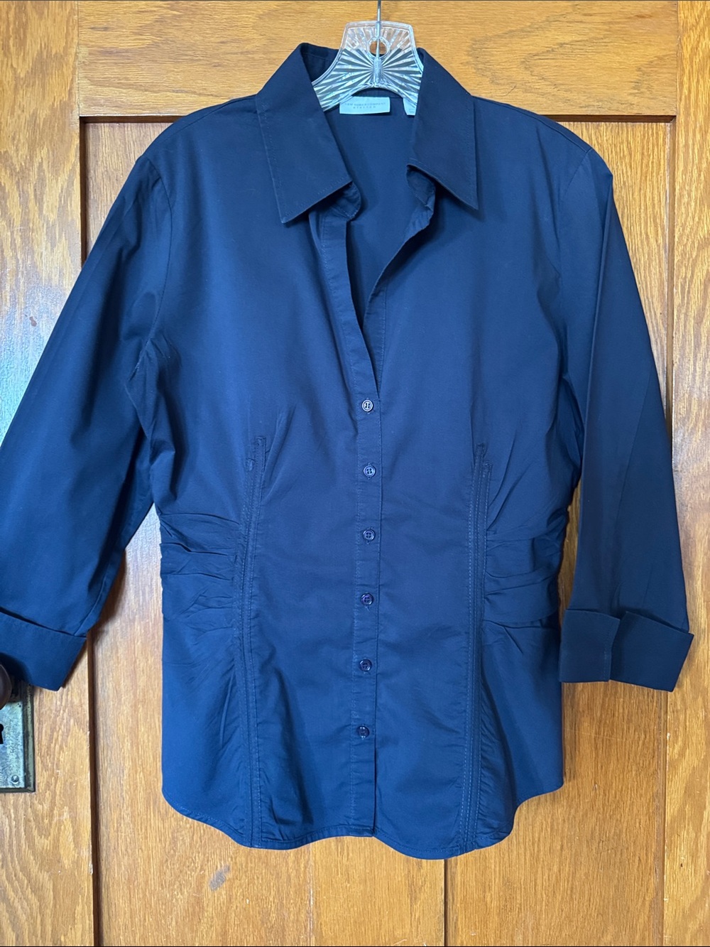 New York & Company Navy Button-Front Women's Shirt